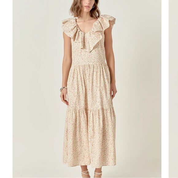 English Factory Floral Ruffled Midi Dress | Size 1X - Picture 1 of 10